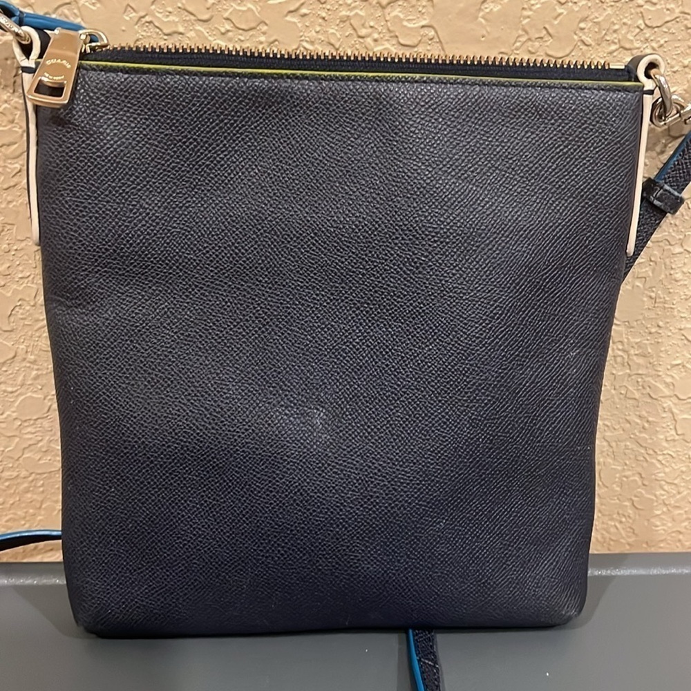 Coach Navy Crossgrain Leather Crossbody Bag Minimal Everyday Classic - Picture 11 of 15